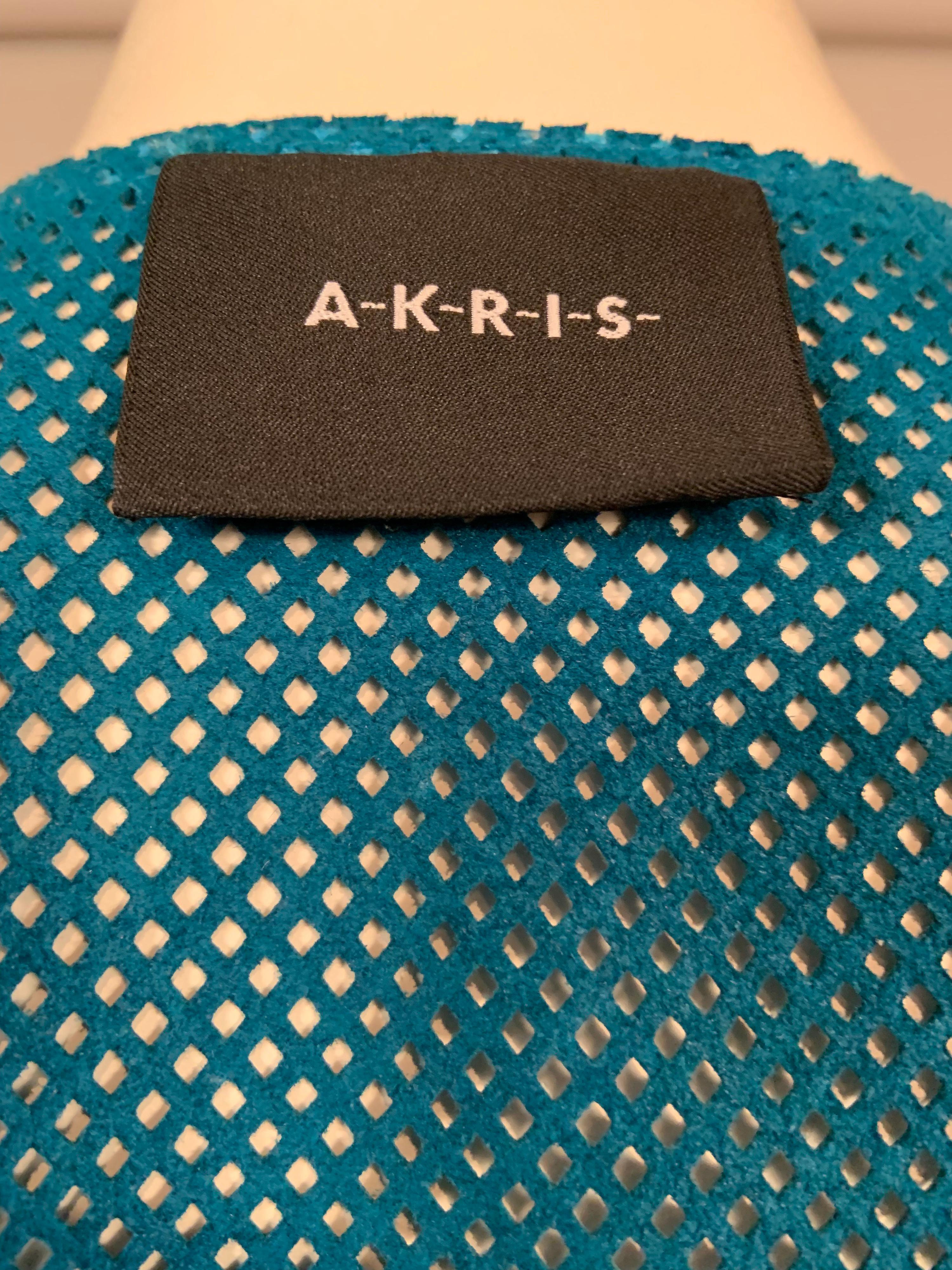 Akris Bright Blue Perforated Leather Jacket 2