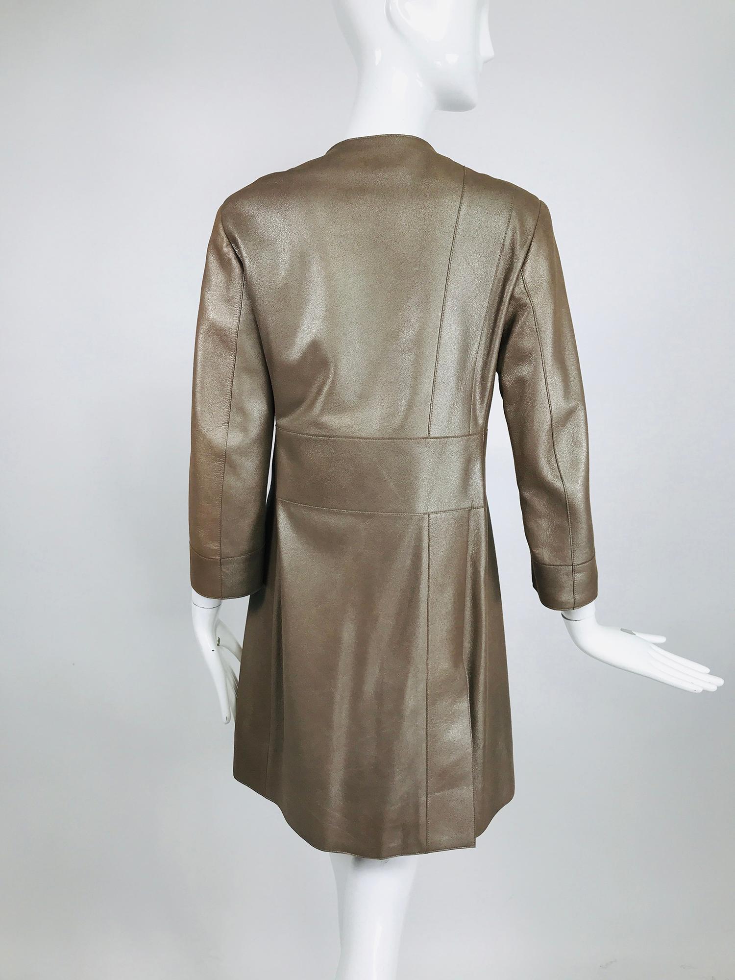 Akris Bronze Gold Lamb Suede Coat  In Excellent Condition For Sale In West Palm Beach, FL