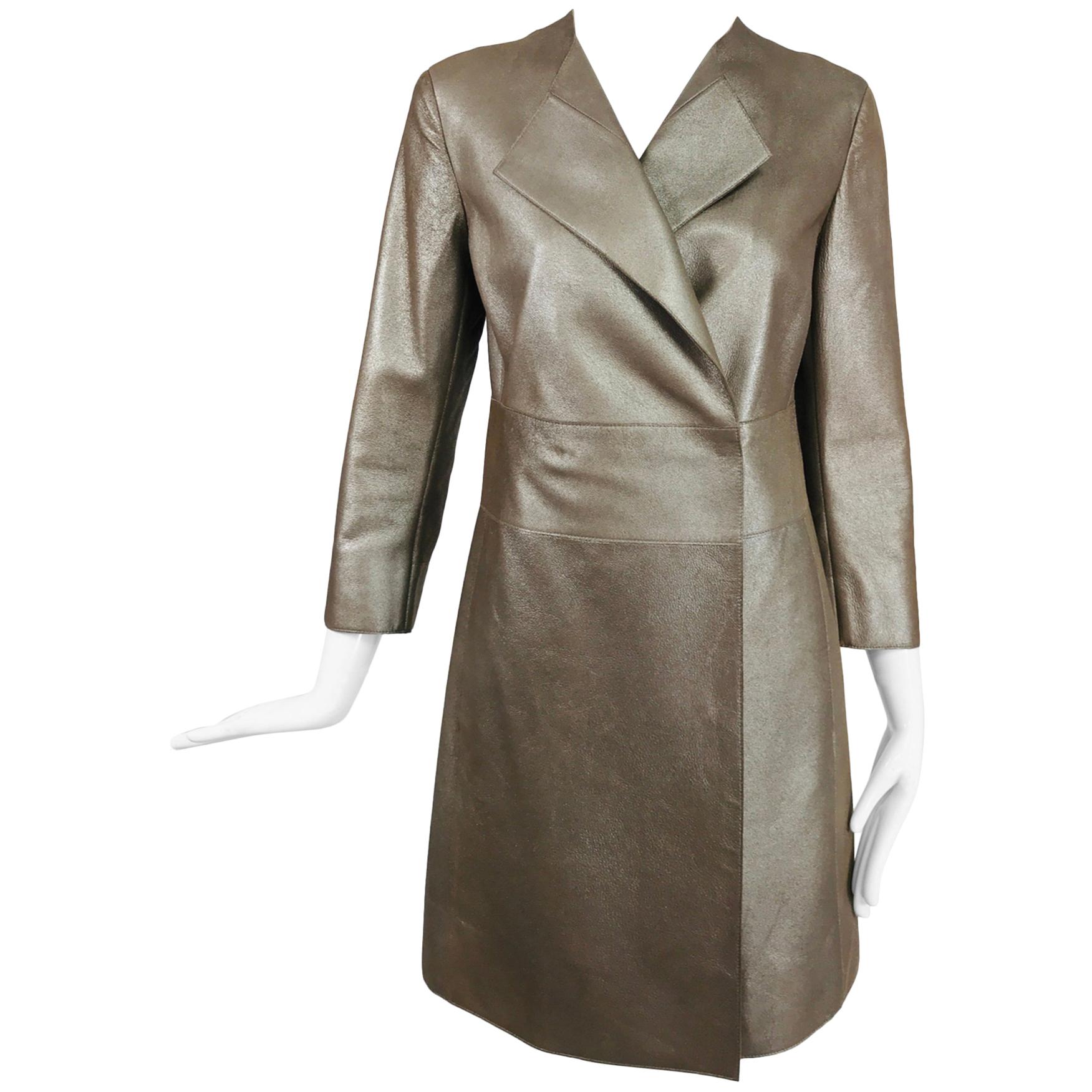 Akris Bronze Gold Lamb Suede Coat For Sale