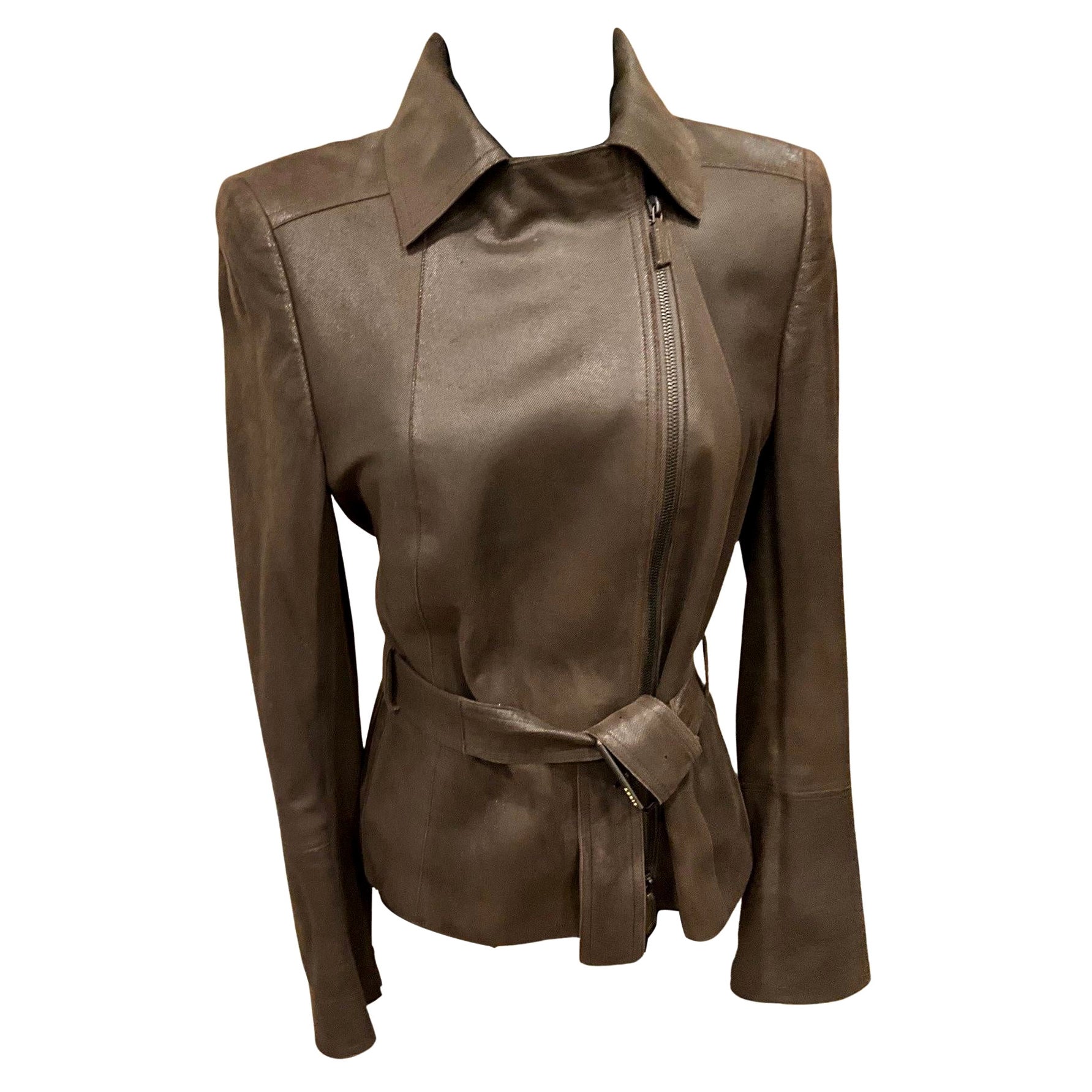 Akris Brown Lamb Suede Jacket in vendita