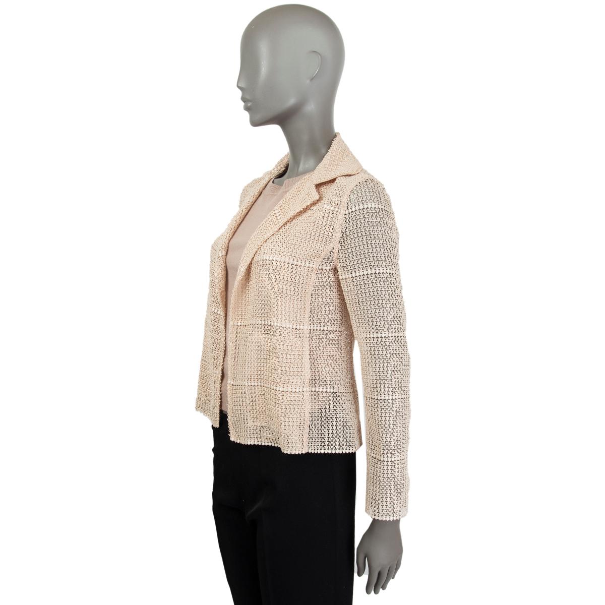 AKRIS champagnerfarbene SHEER OPEN KNIT Jacke 32 XXS (Beige) im Angebot