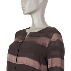 AKRIS chocolate brown silk TIERED Jacket & TOP SET 40 L