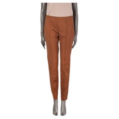 AKRIS - Pantalon marron cognac en coton FRONT-STITCHED CIGARETTE 36 S