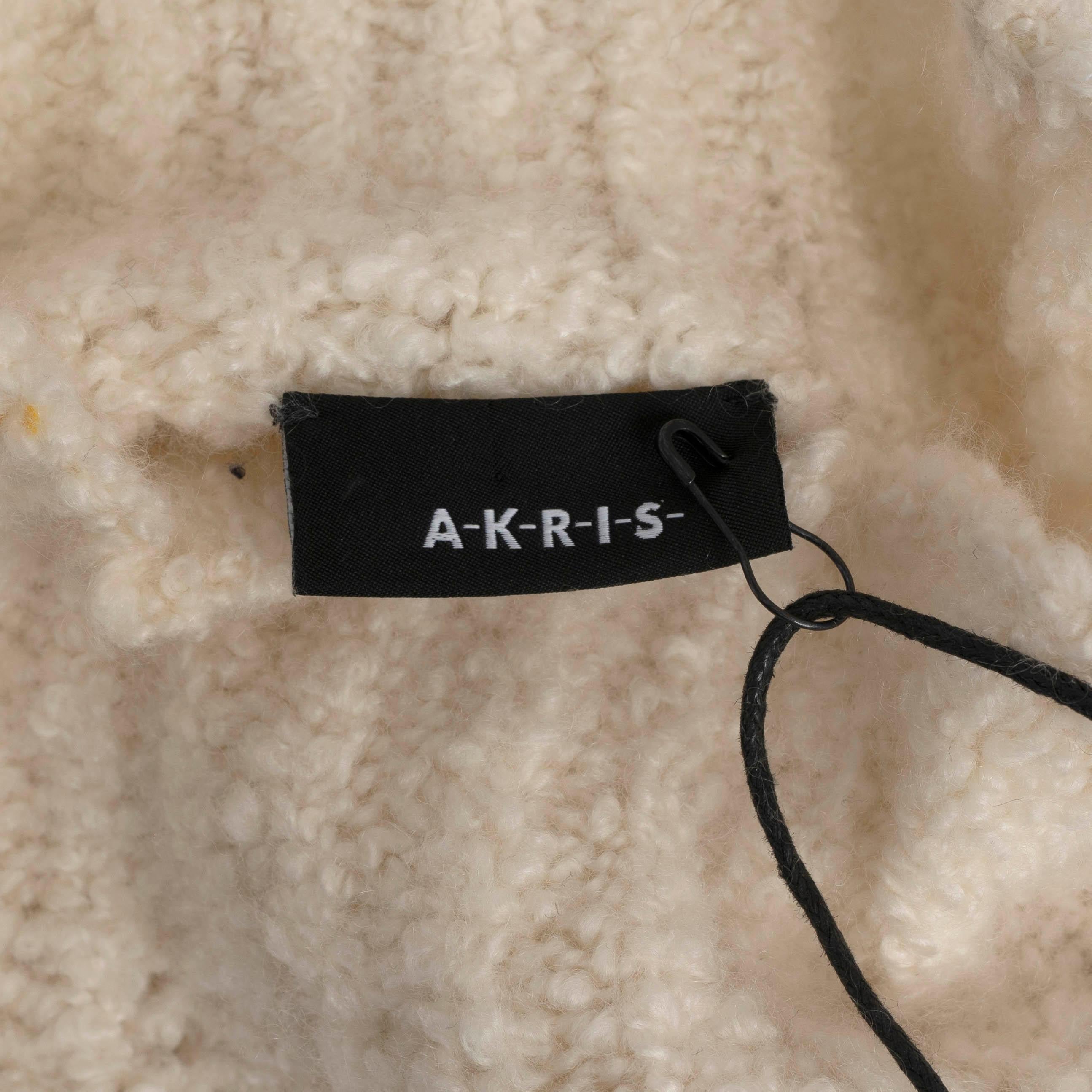 AKRIS cream cashmere CHUNKY KNIT MOCK NECK Sweater 38 M For Sale 2