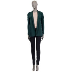 AKRIS dark green silk SHAWL COLLAR OPEN Blazer Jacket 36 S