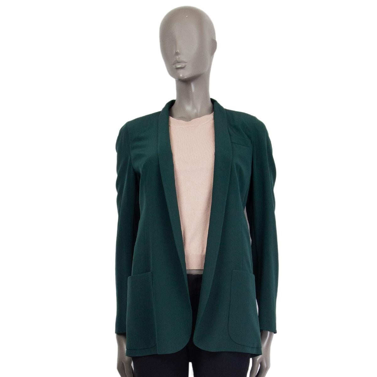 Black AKRIS dark green silk SHAWL COLLAR OPEN Blazer Jacket 36 S For Sale