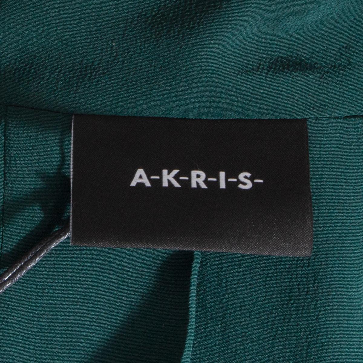 AKRIS dark green silk SHAWL COLLAR OPEN Blazer Jacket 36 S In Excellent Condition For Sale In Zürich, CH