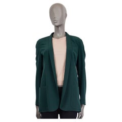 AKRIS dark green silk SHAWL COLLAR OPEN Blazer Jacket 36 S