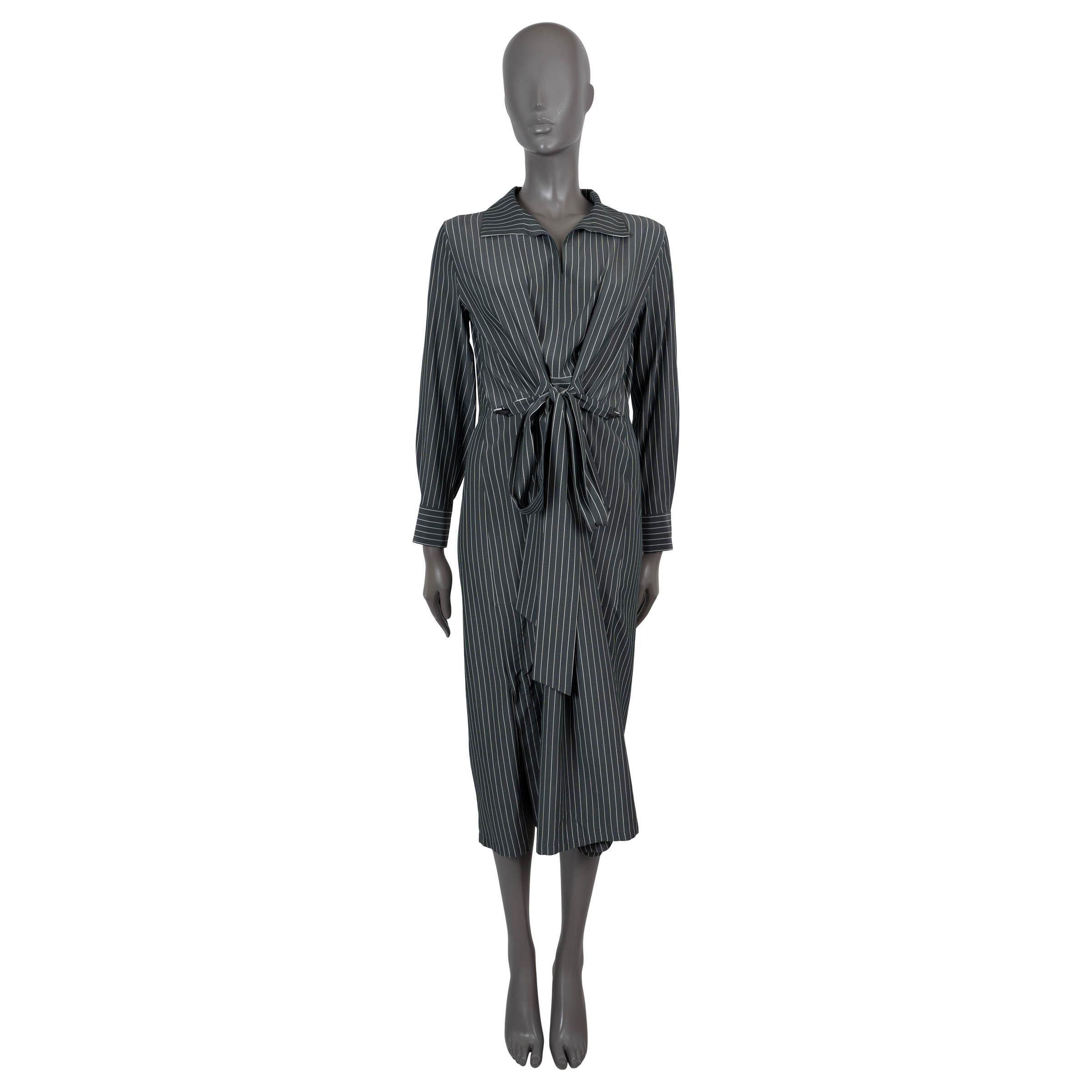 Akris in seta grigio scuro 2024 STRIPED CREPE SHIRT Abito 34 XS In condizioni ottime in vendita a Zürich, CH
