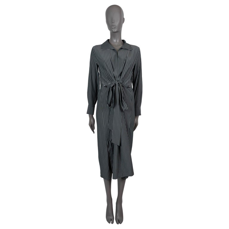 AKRIS dark grey silk 2024 STRIPED CREPE SHIRT Dress 34 XS For Sale at  1stDibs