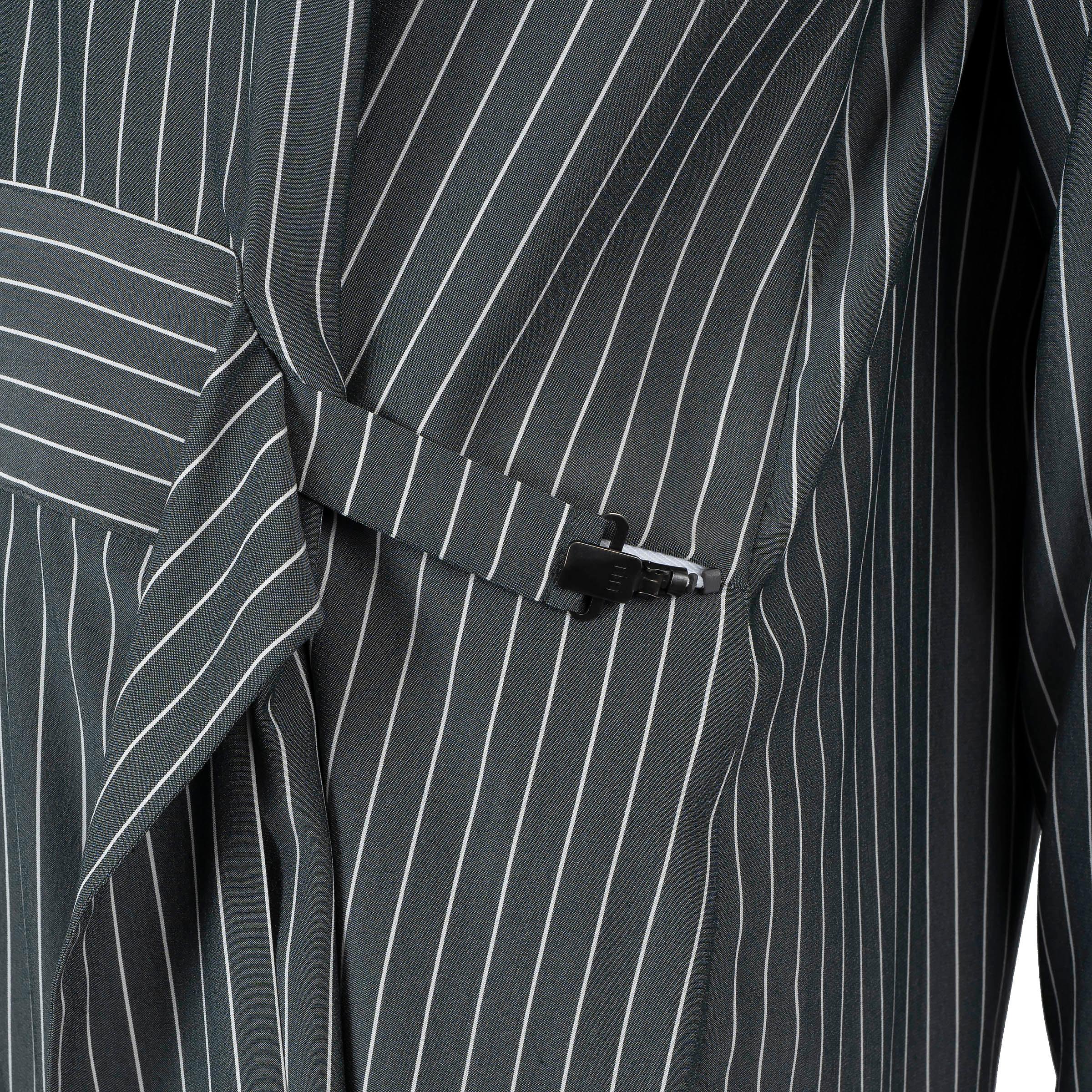 Akris in seta grigio scuro 2024 STRIPED CREPE SHIRT Abito 34 XS in vendita 1