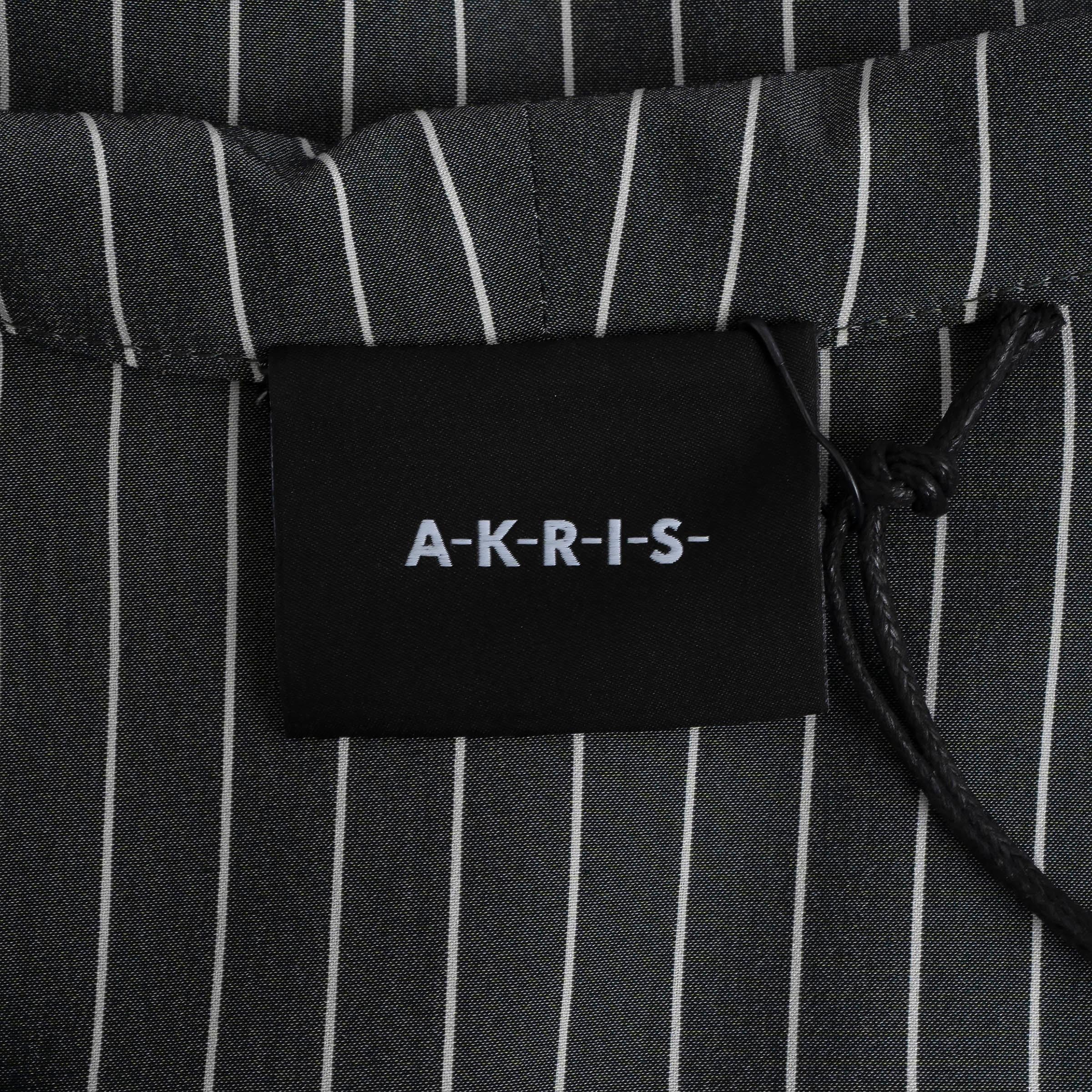 Akris in seta grigio scuro 2024 STRIPED CREPE SHIRT Abito 34 XS in vendita 2