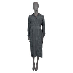 AKRIS 2024 - Robe en soie rayée gris foncé 34 XS