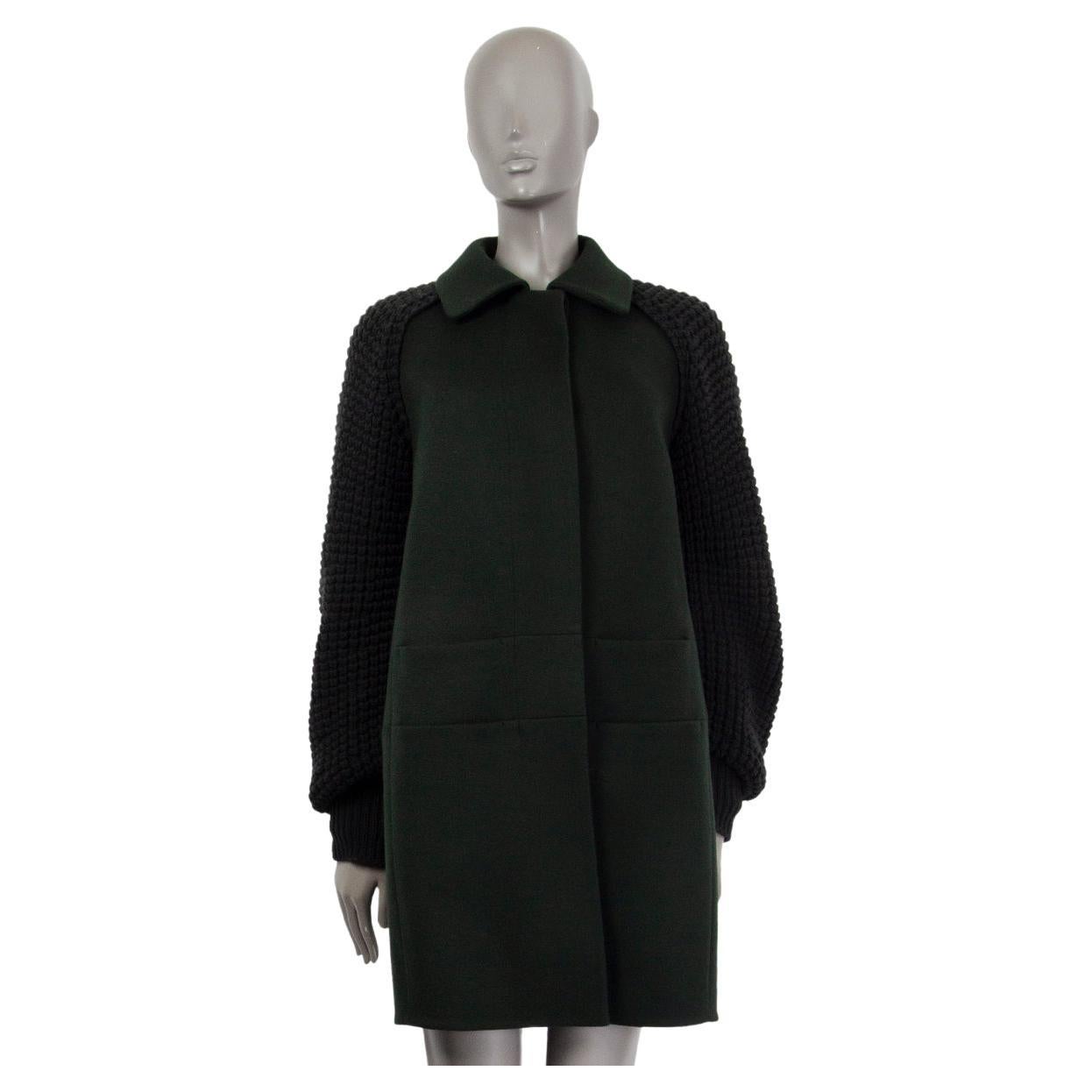 AKRIS forest green cashmere KNIT RAGLAN SLEEVE Coat Jacket 36 S For Sale