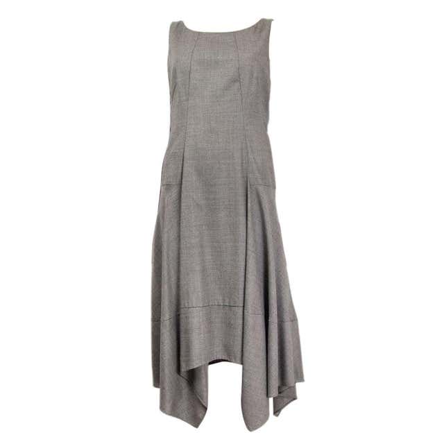 AKRIS Size 8 Green Silk Canvas High Neck Pleated Back Cocktail Dress at ...