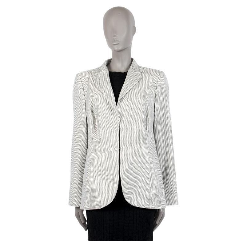 AKRIS grey 
white cashmere 
silk Blazer Jacket 44 XXL