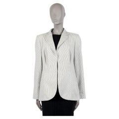 AKRIS grey & white cashmere & silk Blazer Jacket 44 XXL