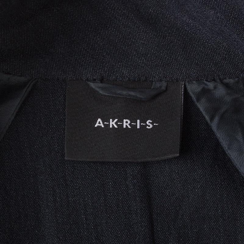 AKRIS grey wool MANDARIN NECK ZIP FRONT Blazer Jacket 34 XS In Excellent Condition In Zürich, CH