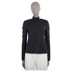 AKRIS grey wool MANDARIN NECK ZIP FRONT Blazer Jacket 34 XS