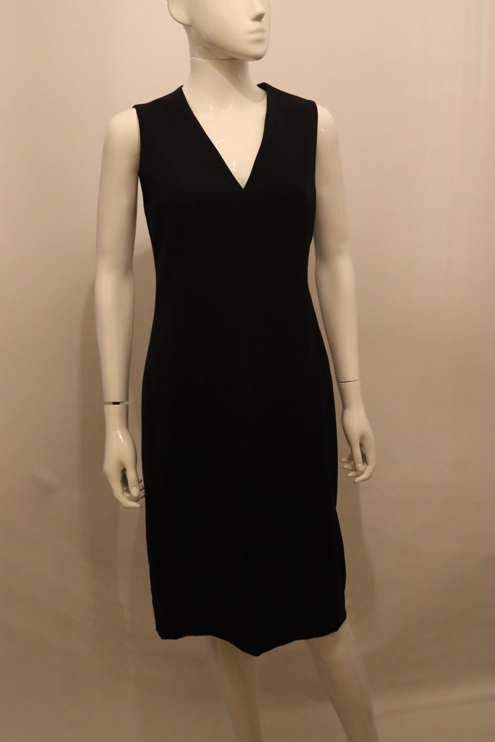 Akris Ink Blue Shift Dress with Silk Lining For Sale 1