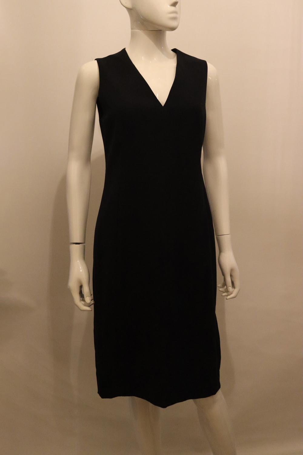 Akris Ink Blue Shift Dress with Silk Lining For Sale 2