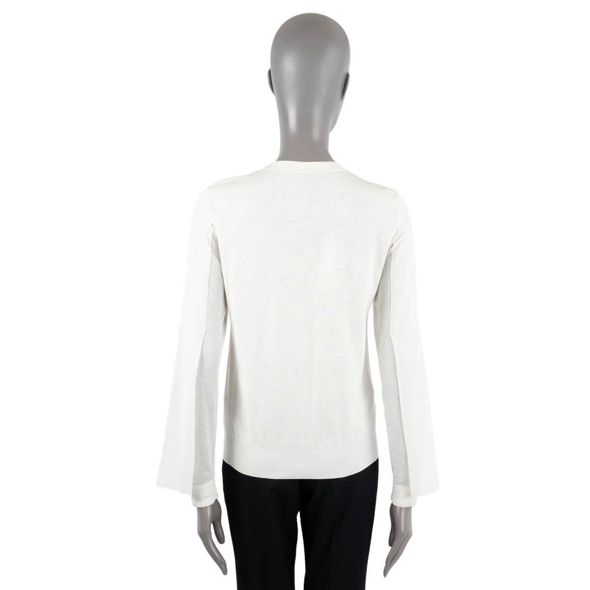 Women's AKRIS ivory cotton knit & silk PANELED Sweater 34 XS For Sale