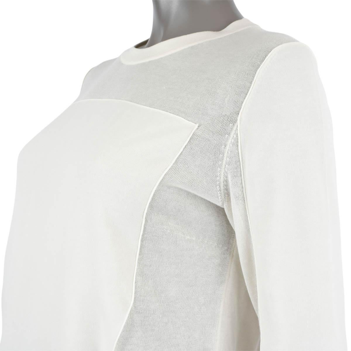 AKRIS ivory cotton knit & silk PANELED Sweater 34 XS For Sale 1