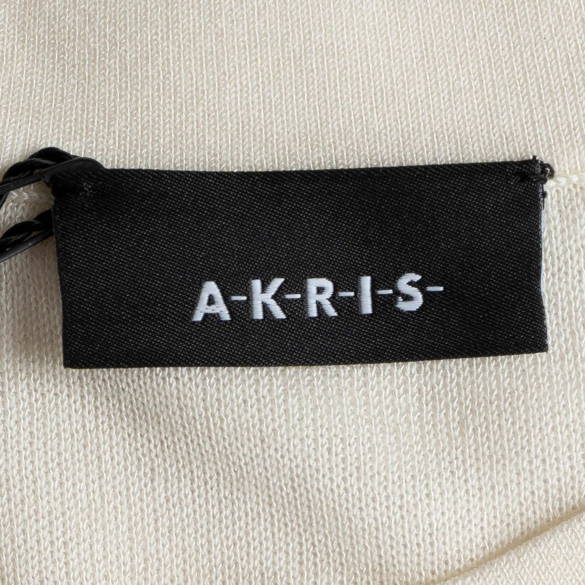 AKRIS ivory cotton knit & silk PANELED Sweater 34 XS For Sale 3
