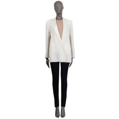 AKRIS ivory linen ASYMMETRIC COLLAR OPEN Blazer Jacket 34 XS