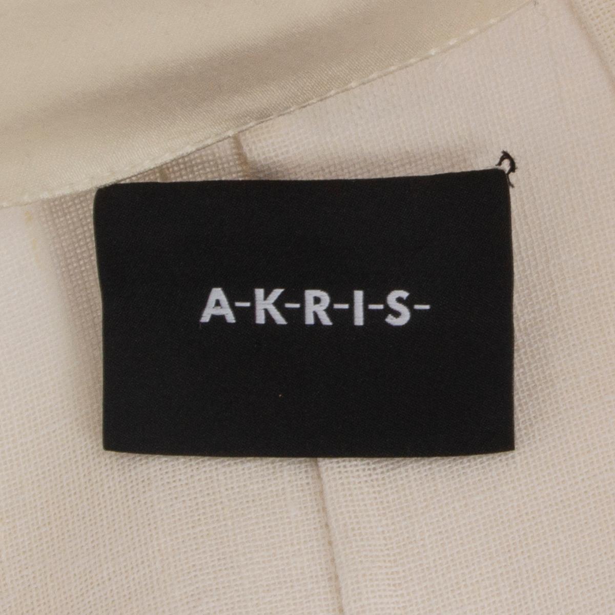 Women's AKRIS ivory linen ASYMMETRIC COLLAR OPEN Blazer Jacket 34 XS For Sale