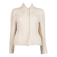 AKRIS ivory wool TWEED KNIT Jacket 36 S