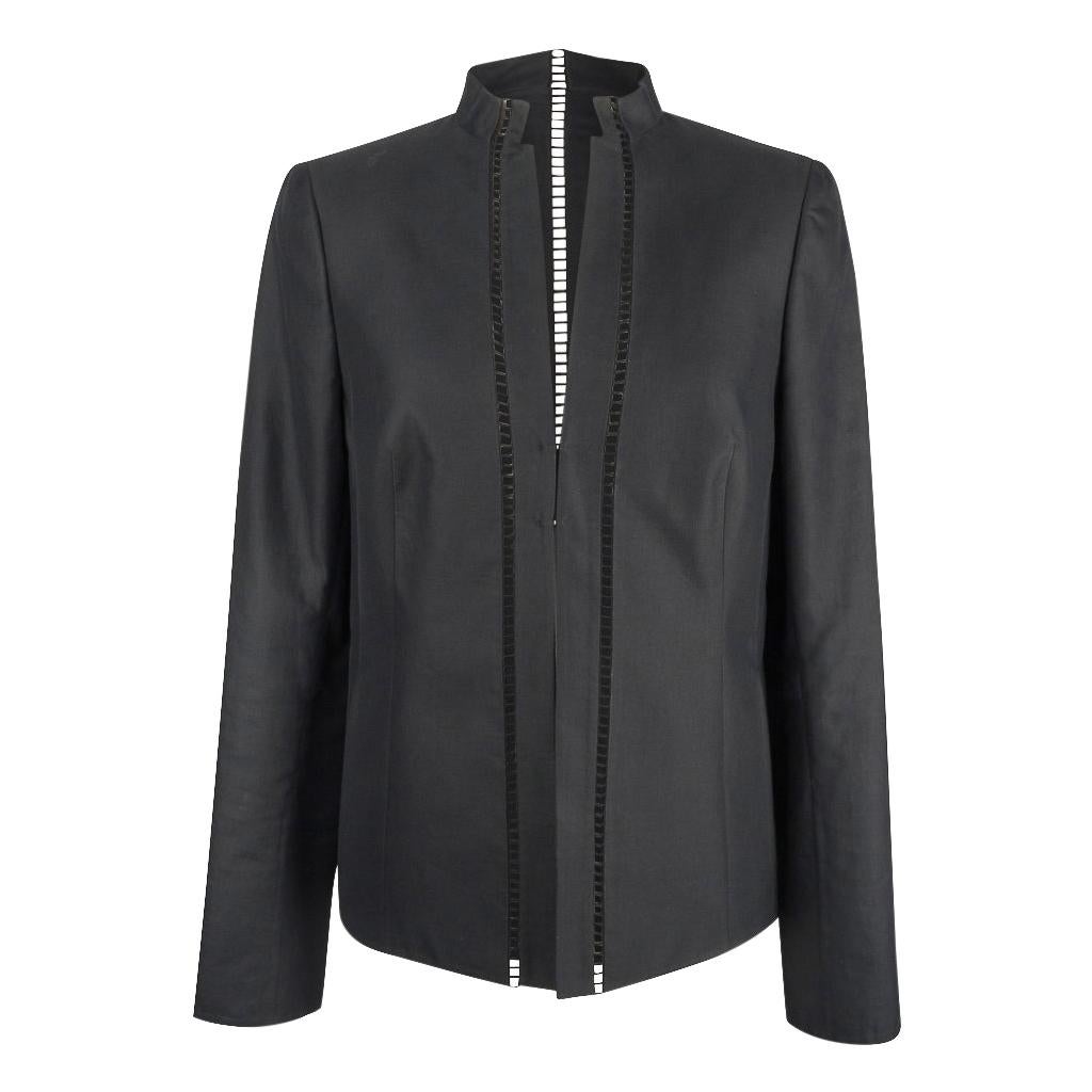 Akris Jacket Black Nehru Mandarin Collar Pretty Cutout 8