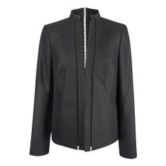 Akris Jacket Black Nehru Mandarin Collar Pretty Cutout 8