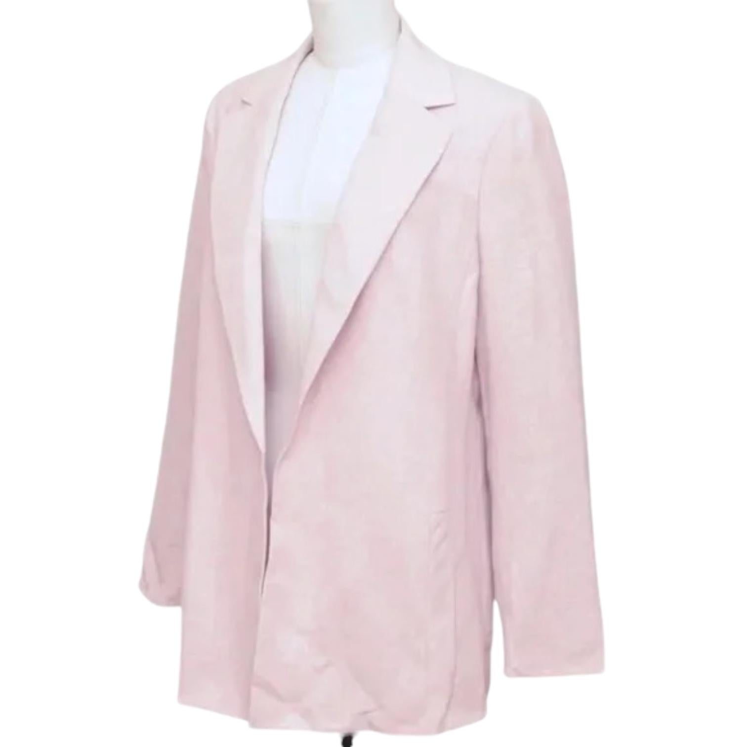Gray AKRIS Jacket Blazer Lilac Pink Linen Wool Long Sleeve Lapel Sz US8 For Sale