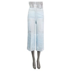 AKRIS light blue cotton SQUARE PRINT CUFFED CROPPED Pants 32 XXS