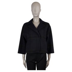 Akris Giacca CRISTABELL PLAID in cashmere blu notte 2 XS