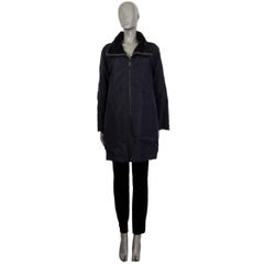 AKRIS midnight blue viscose & SHEARLING REVERSIBLE Coat Jacket 34 XS