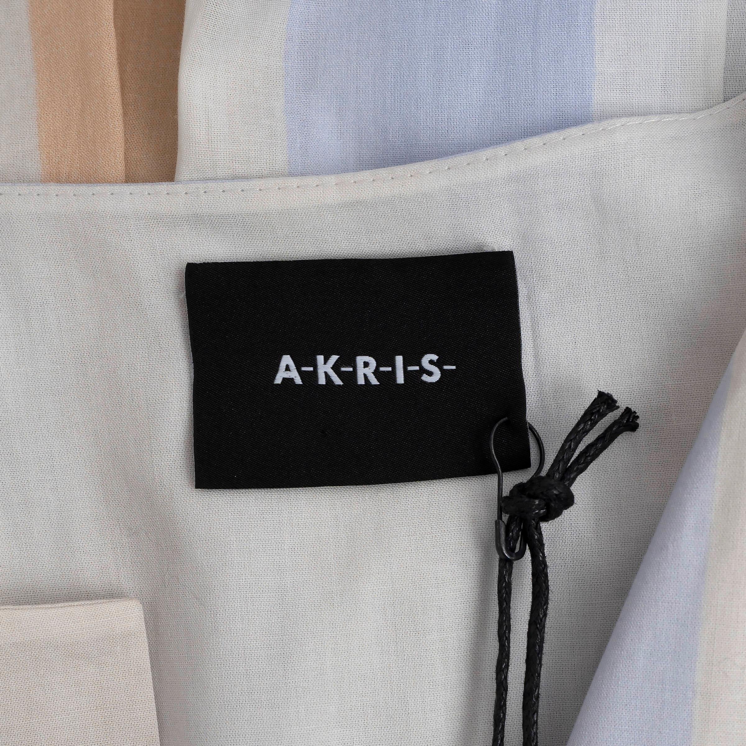 Women's AKRIS multi pastel cotton 2020 STRIPED MIDI Dress 34 XS For Sale