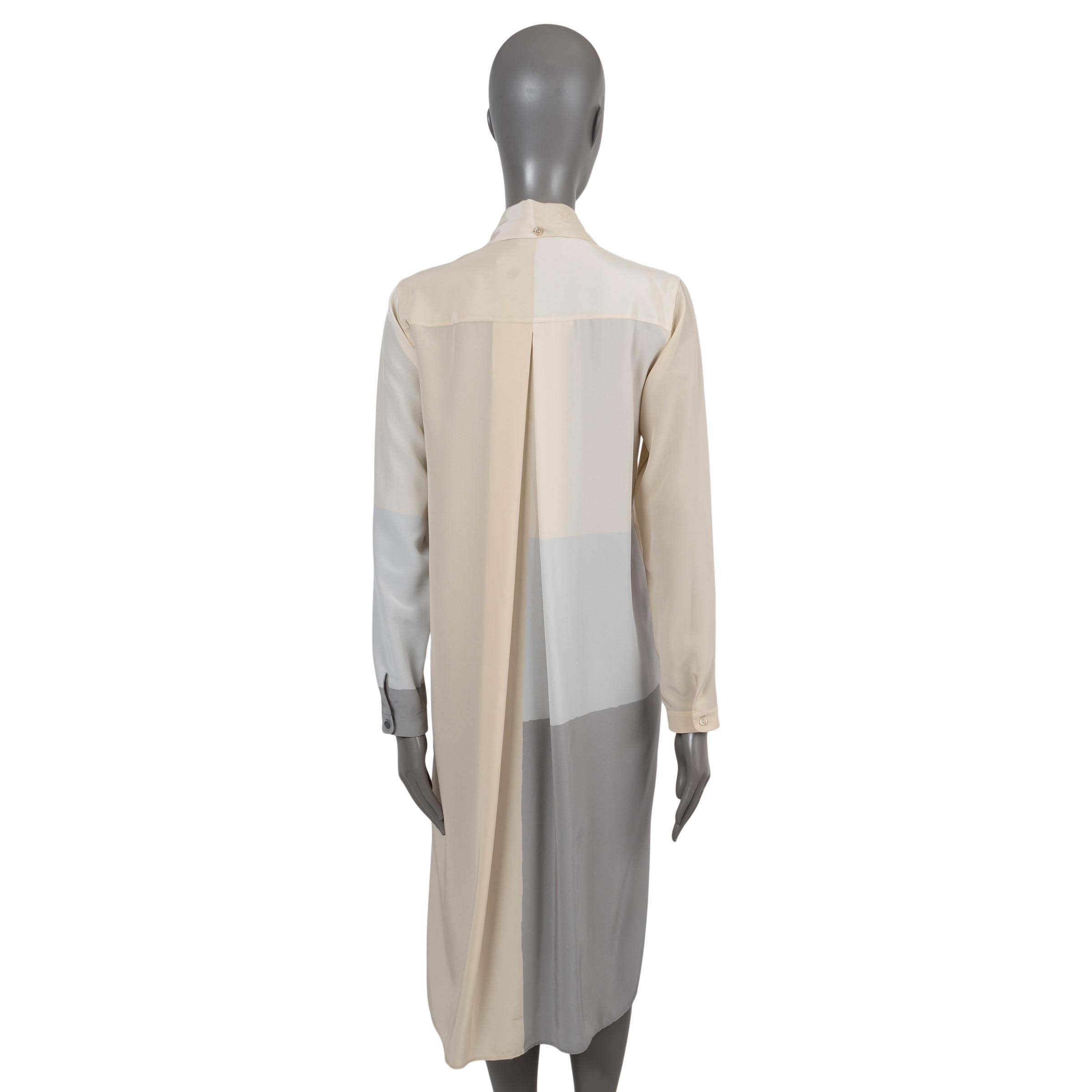 Grigio Akris multi seta pastello 2020 COLORBLOCK SHIRT Abito 34 XS in vendita