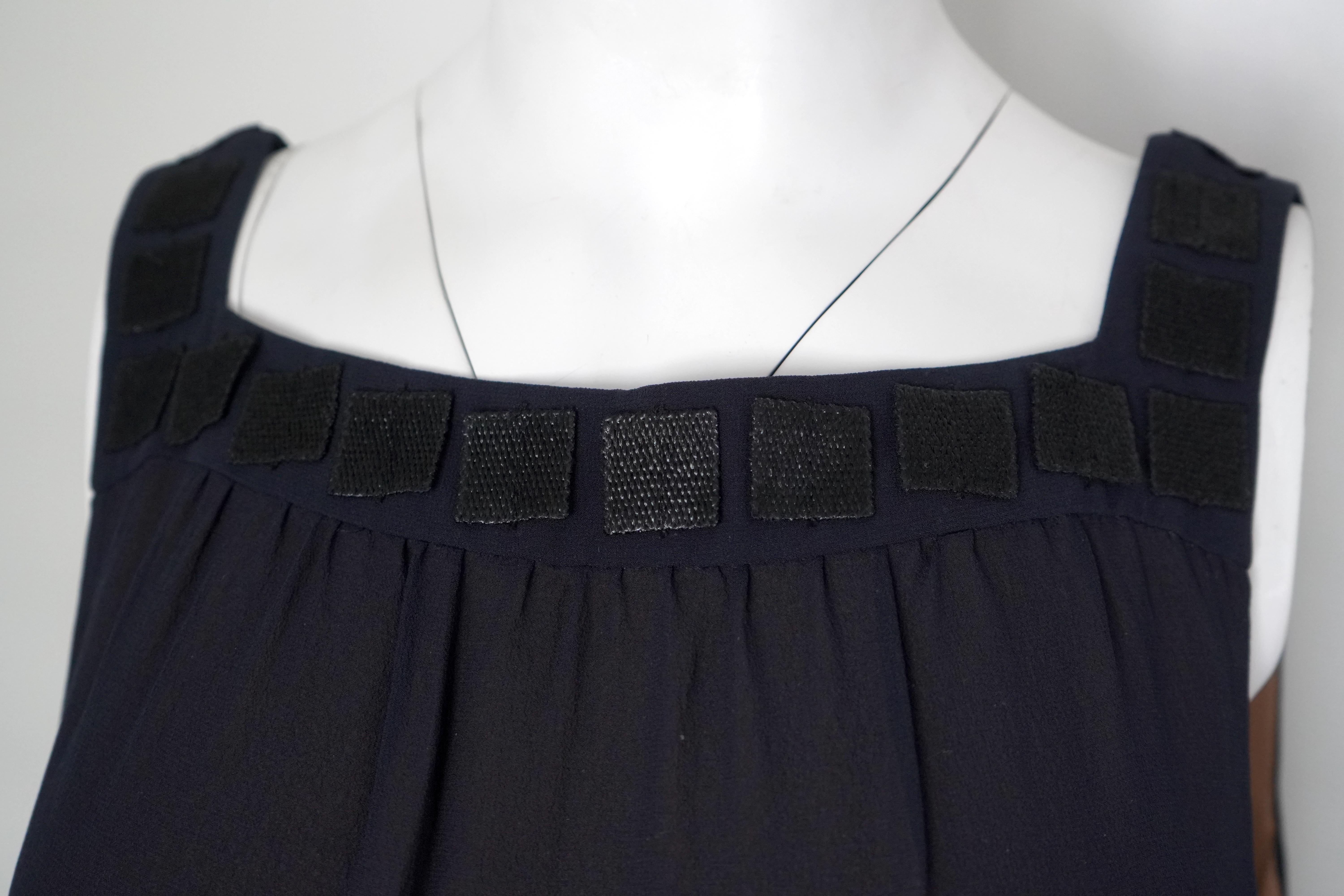 Akris Navy Silk Sleeveless Midi Dress In Excellent Condition For Sale In Beverly Hills, CA