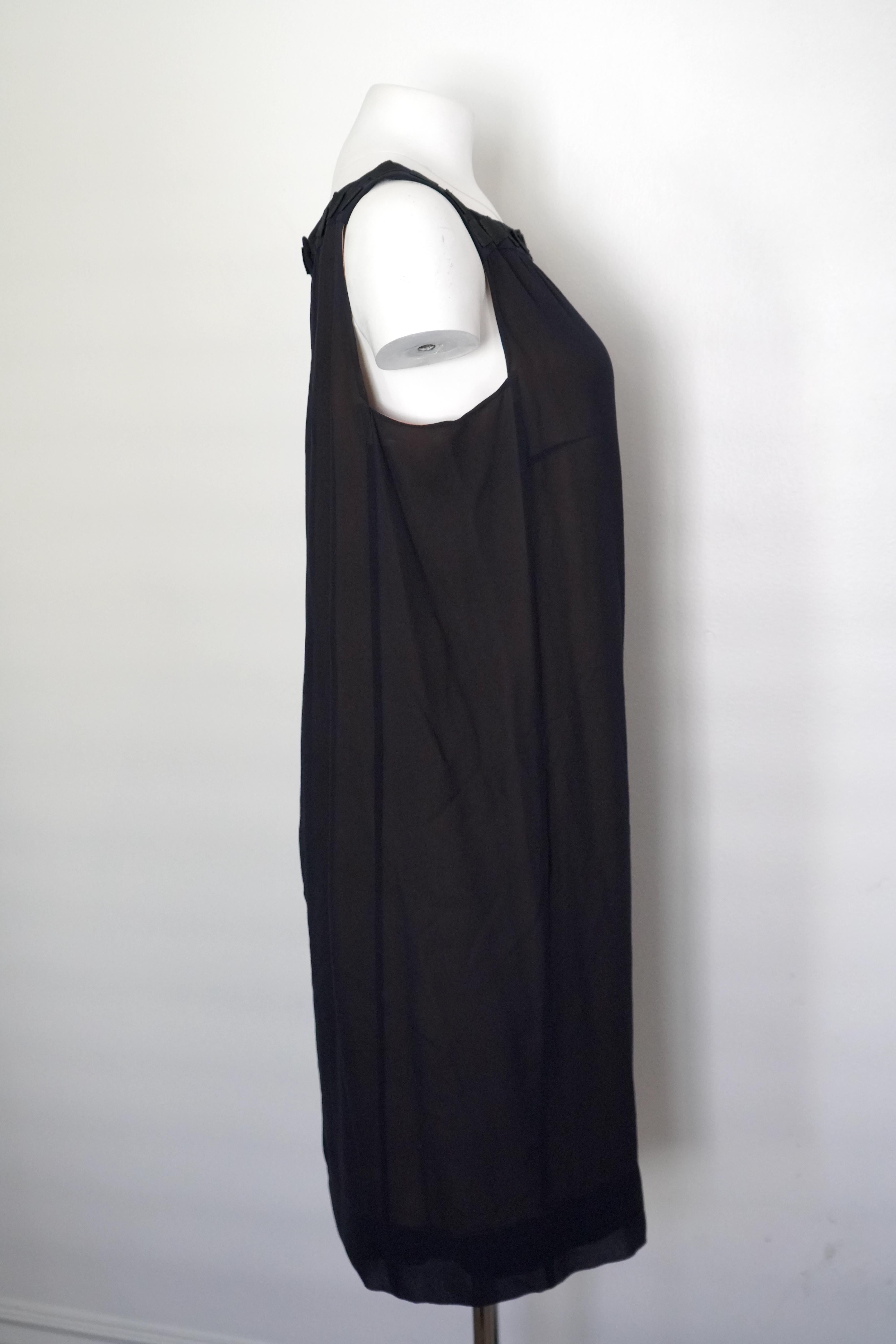 Women's Akris Navy Silk Sleeveless Midi Dress For Sale