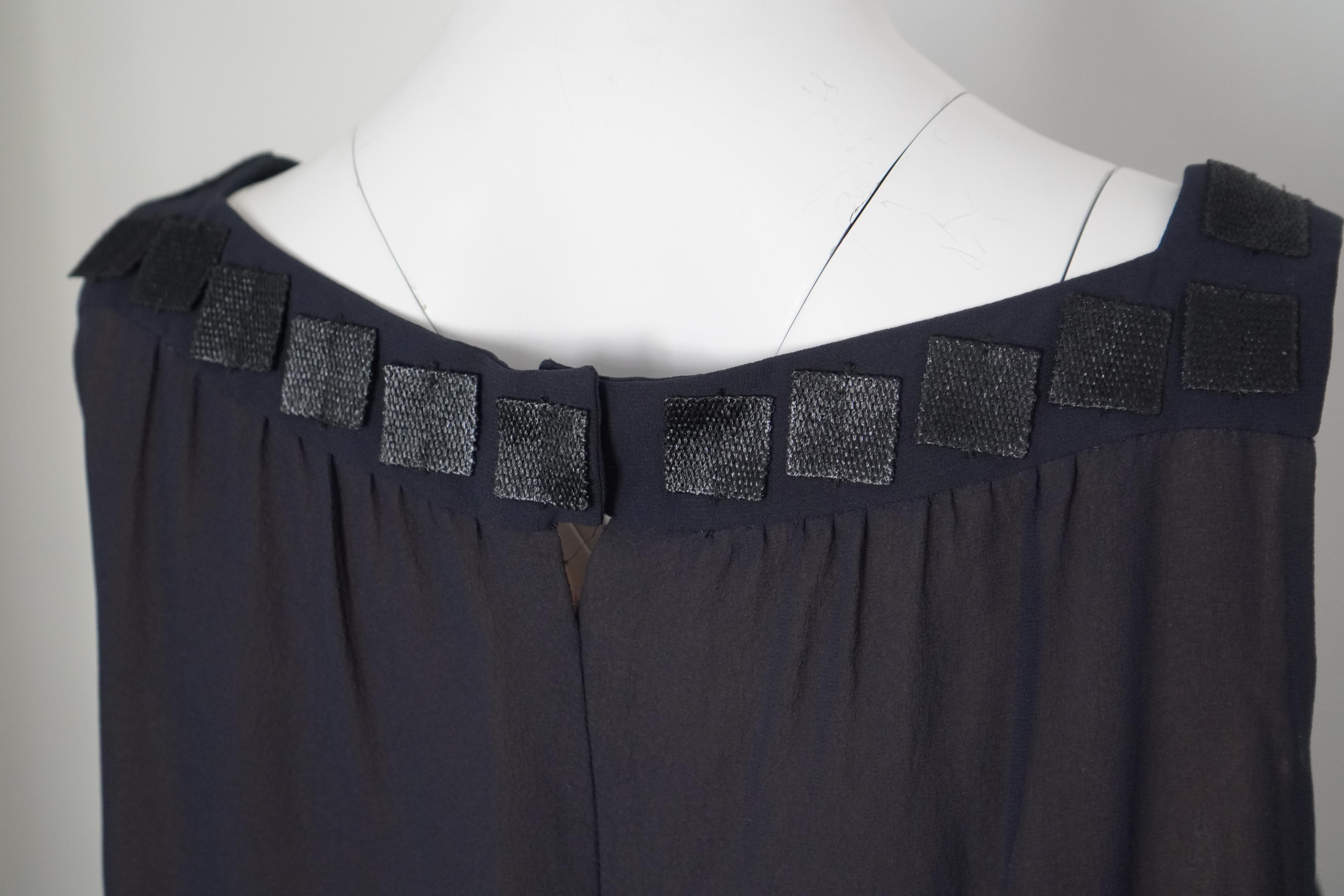 Akris Navy Silk Sleeveless Midi Dress For Sale 1