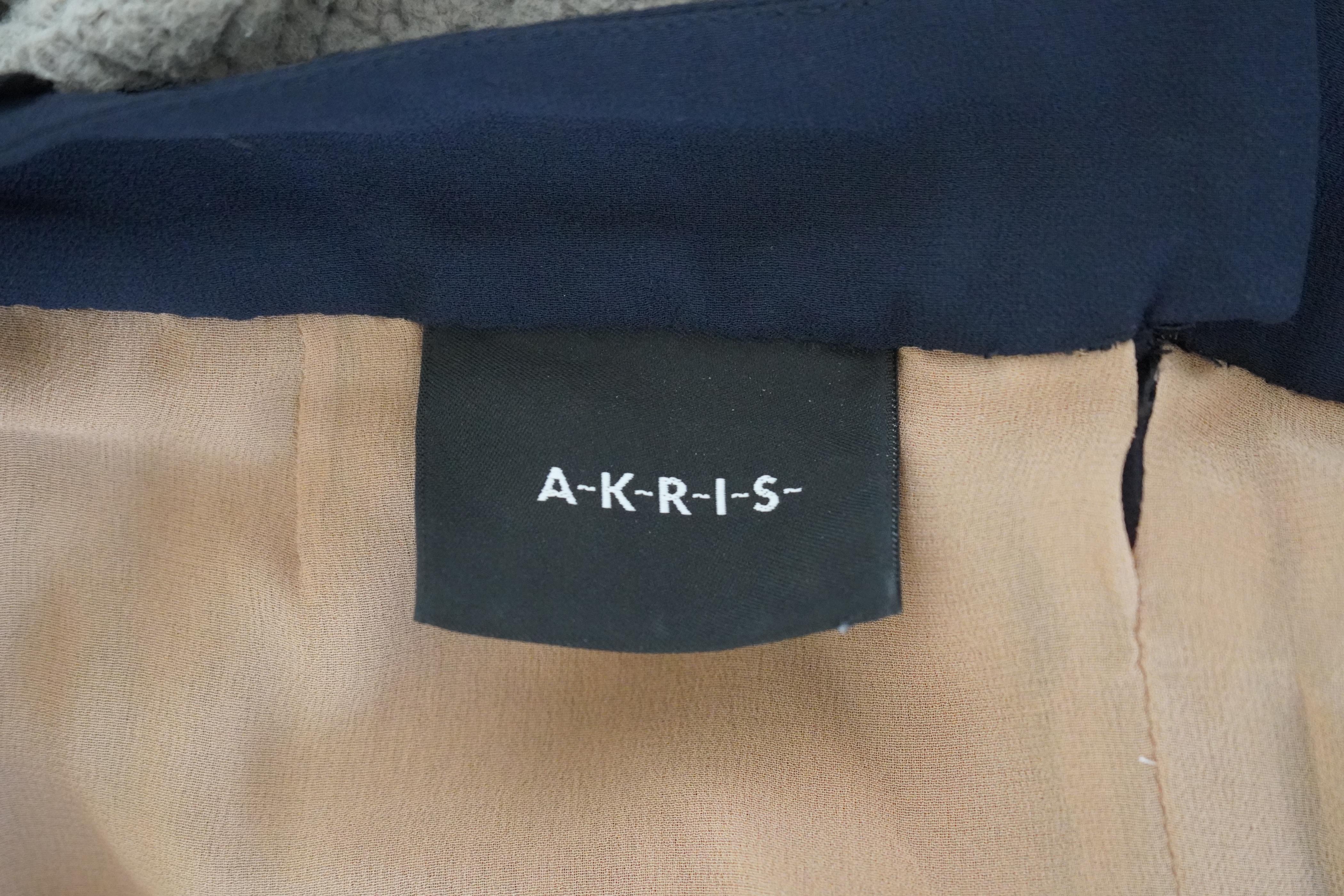 Akris Navy Silk Sleeveless Midi Dress For Sale 4