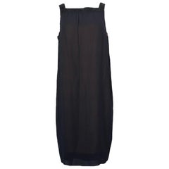 Akris, robe midi sans manches en soie bleu marine