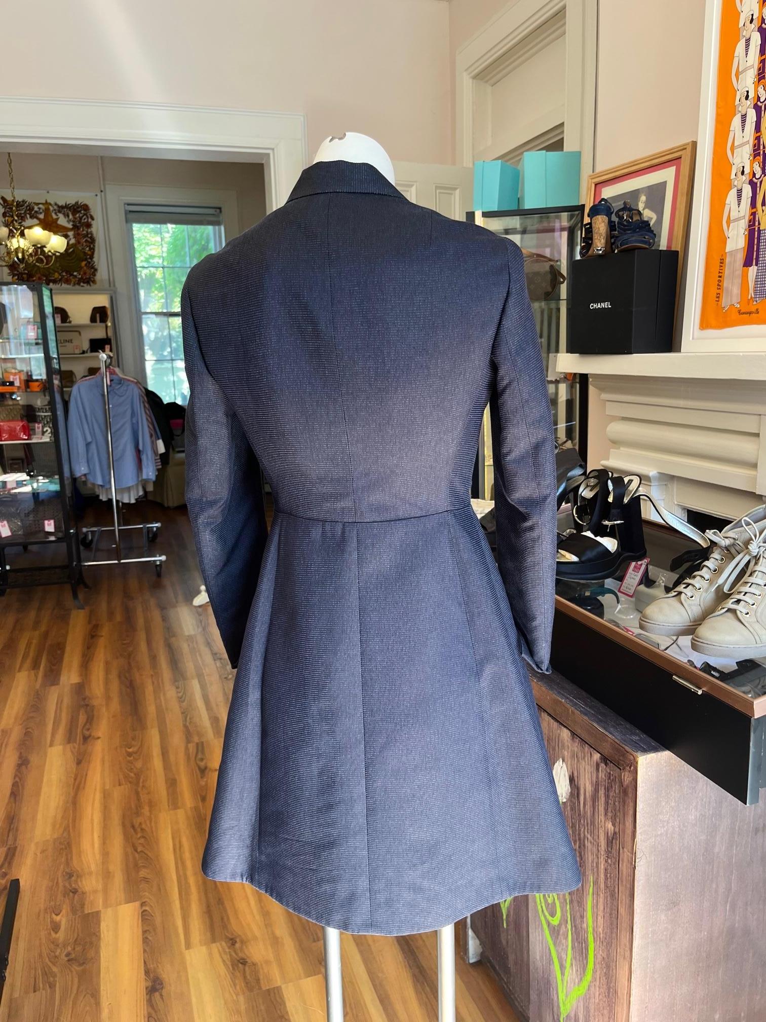AKRIS Ottoman Silk A-Line Coat Dress Size 6 For Sale 3