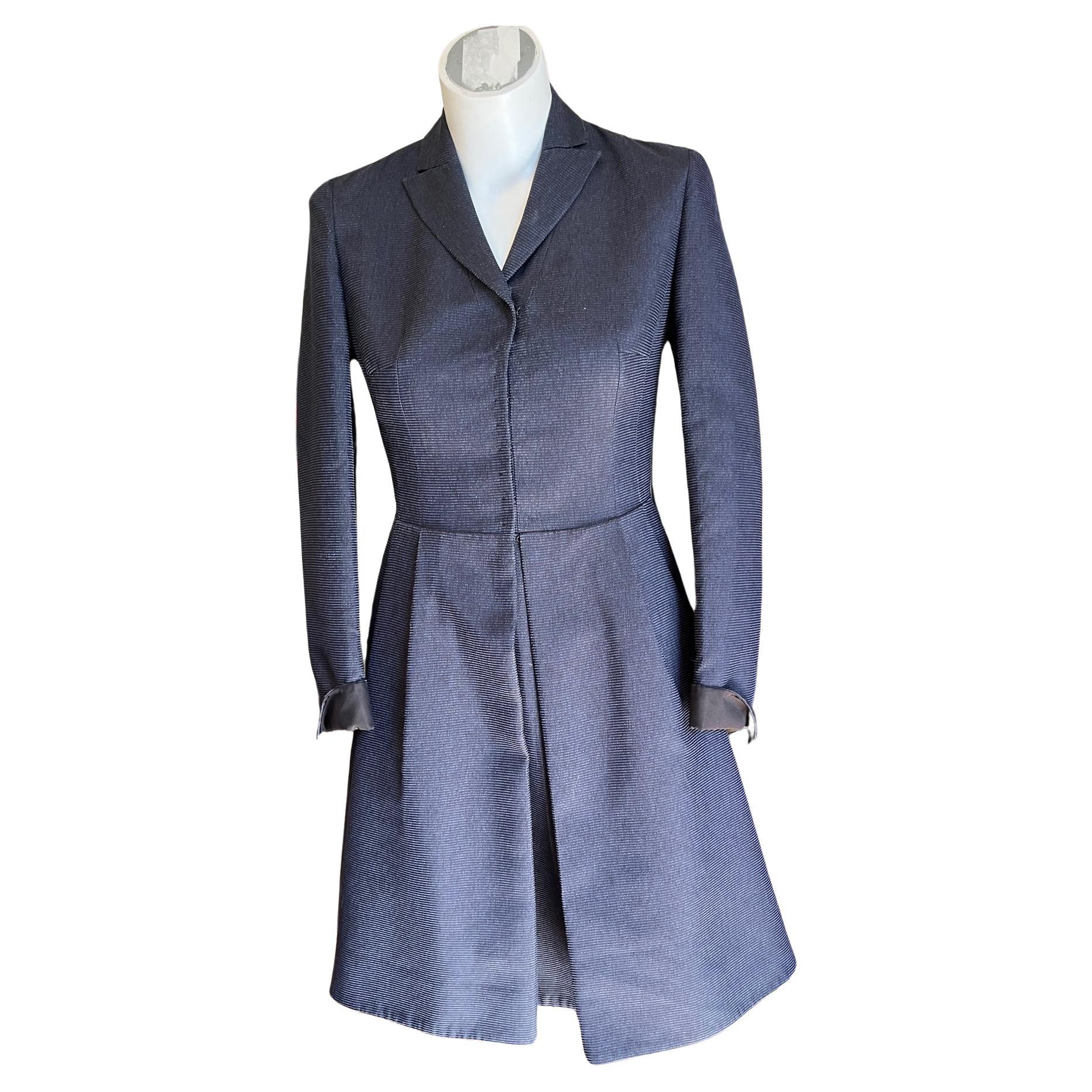 AKRIS Ottoman Silk A-Line Coat Dress Size 6 For Sale