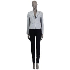 AKRIS pale grey wool PEAK COLLAR LAYERED Blazer Jacket 36 S