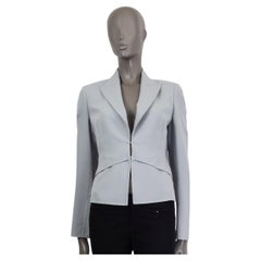 AKRIS Giacca blazer a strati in lana grigio chiaro PEAK COLLAR 36 S