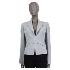 AKRIS - Blazer en laine gris pâle à col bénitier LAYERED 36 S