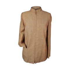 Akris Pant Suit Camel Linen Tweed Pant 10 Jacket 12